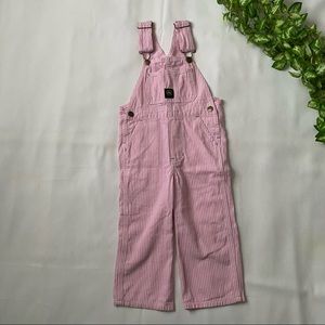 Pink and White Stripe Denim Overalls Size 4